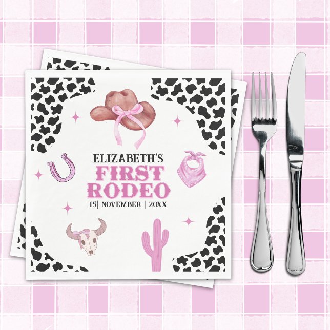 Guardanapo De Papel Pink Cowgirl Birthday Party Napkins – First Rodeo  (Criador carregado)