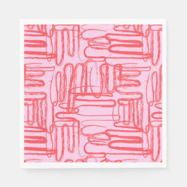Guardanapo De Papel Pink Curve Wavy Squiggle Abstract Modern