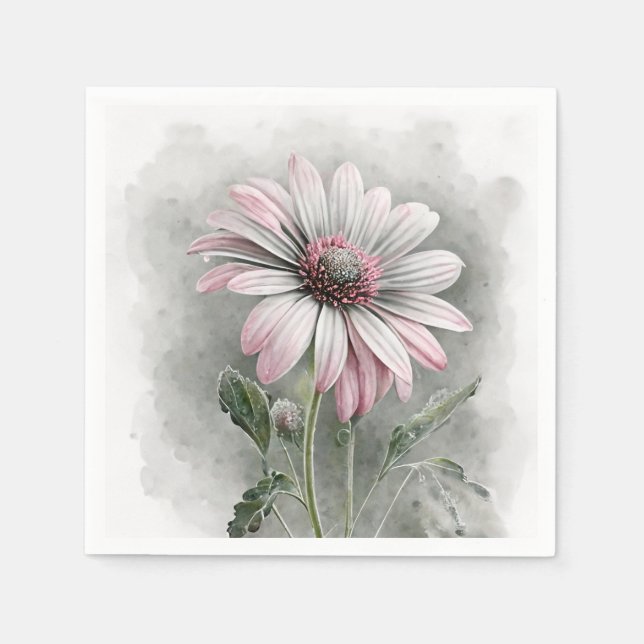 Guardanapo De Papel Pink Daisy Cocktail Napkins (Frente)