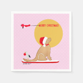 Guardanapo De Papel Pink de Natal Ouro Dias de Praia