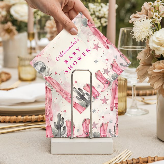 Guardanapo De Papel Pink Disco Cowgirl Baby Shower (Criador carregado)
