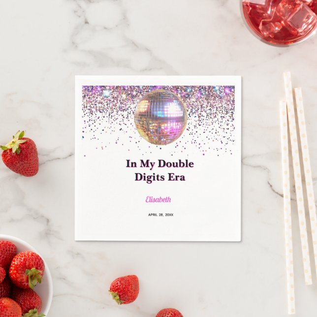 Guardanapo De Papel Pink Disco Trendy In My Double Digits Era Birthday (Insitu)