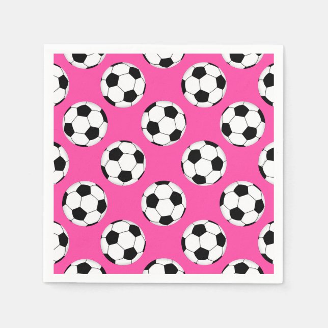 Guardanapo De Papel Pink do padrão da bola de futebol (Frente)