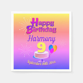 Guardanapo De Papel PINK e Parabéns DOURADOS | Editável