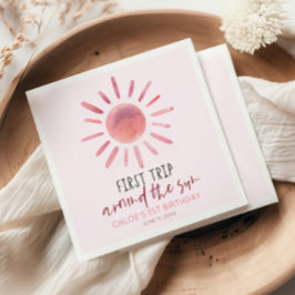 Guardanapo De Papel Pink First Trip Around The Sun 1st Birthday Party
