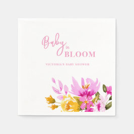 Guardanapo De Papel Pink Floral Baby in Bloom Baby Shower