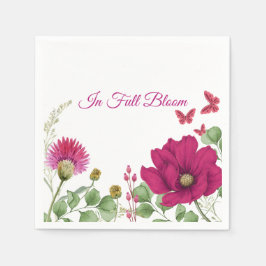 Guardanapo De Papel Pink Floral Butterfly Watercolor Party Napkin