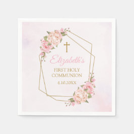 Guardanapo De Papel Pink Floral Communion