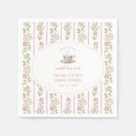 Guardanapo De Papel Pink Floral Grandmillennial Bridal Tea Party 