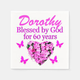 GUARDANAPO DE PAPEL PINK FLORAL PERSONALIZADO 60º ANIVERSÁRIO