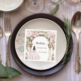 Guardanapo De Papel Pink florals arch dress Sweet 16