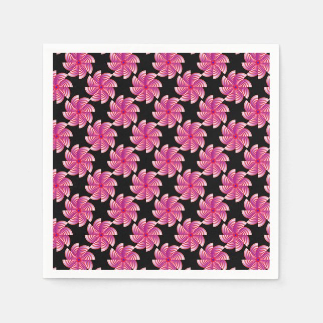 Guardanapo De Papel Pink flower patter black background (Frente)