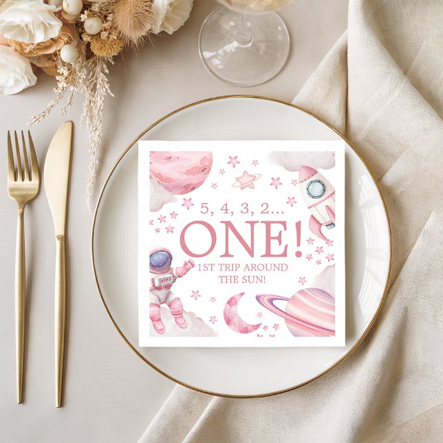 Guardanapo De Papel Pink Galaxy First Trip Around the Sun Napkin (Criador carregado)