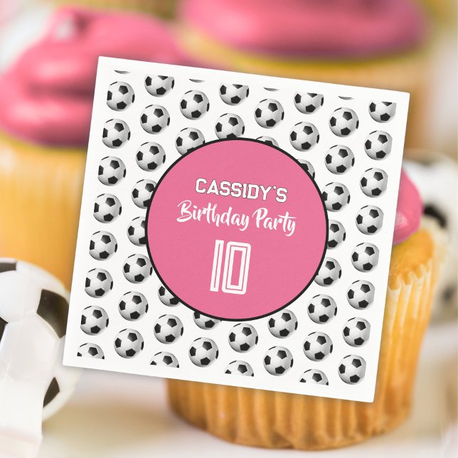 Guardanapo De Papel Pink Girl Soccer Birthday Party (Criador carregado)