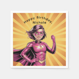 Guardanapo De Papel Pink Girl Superhero Birthday Party