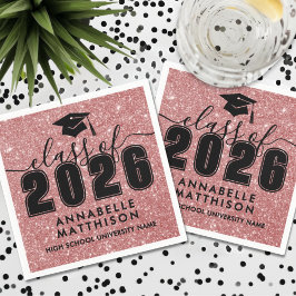 Guardanapo De Papel Pink Glitter Graduation