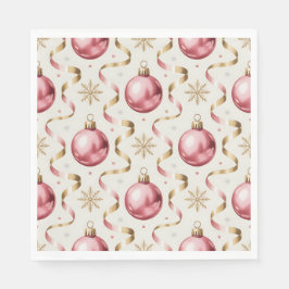 Guardanapo De Papel Pink Gold Bauble Luxury Christmas Holiday