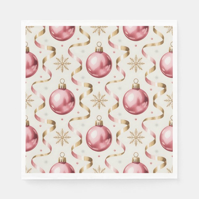 Guardanapo De Papel Pink Gold Bauble Luxury Christmas Holiday (Frente)