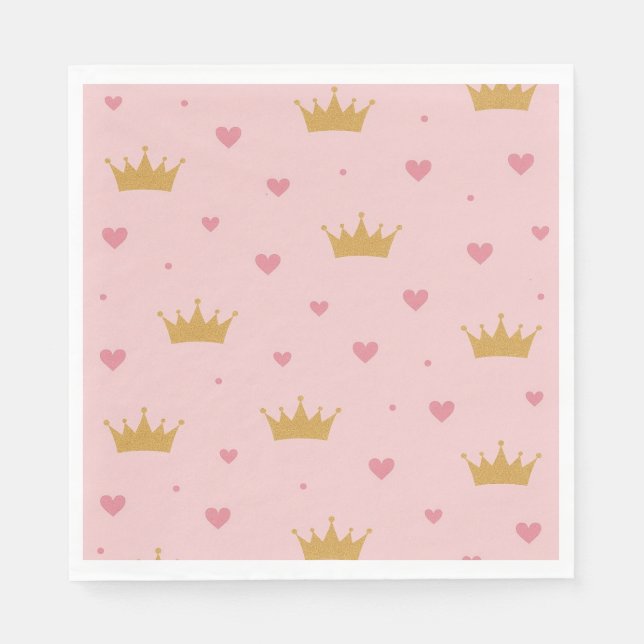 Guardanapo De Papel Pink & Gold Princess Pattern Napkin (Frente)