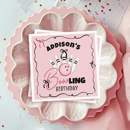 Guardanapo De Papel Pink Hand Drawn BOWling Bows Girl Birthday Party