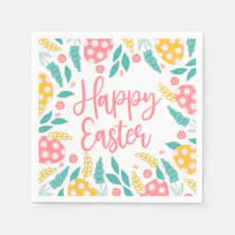 Guardanapo De Papel Pink Happy Easter Foliage