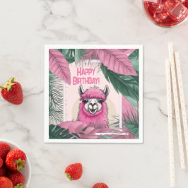 Guardanapo De Papel Pink Happy Smiling Lama
