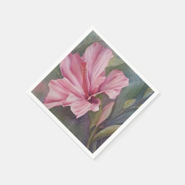 GUARDANAPO DE PAPEL PINK HIBISCUS FLOWINS DE PAPEL (Canto)