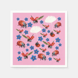 Guardanapo De Papel Pink Ladybugs Cute Spring Napkins