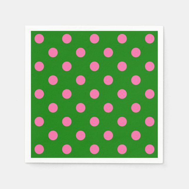 Guardanapo De Papel Pink On Green Polka Dots Pattern Design  (Frente)