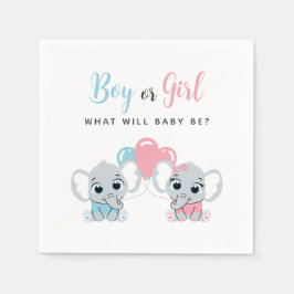 Guardanapo De Papel Pink or Blue Balloon Elephant Gender Reveal Napkin