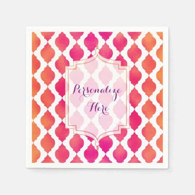 Guardanapo De Papel Pink & Orange Arabian Glam Party (Frente)