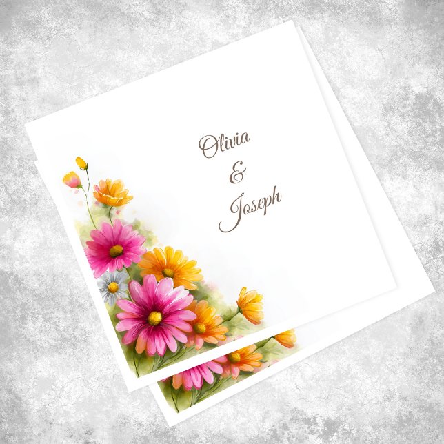 Guardanapo De Papel Pink Orange Floral Wedding (Criador carregado)