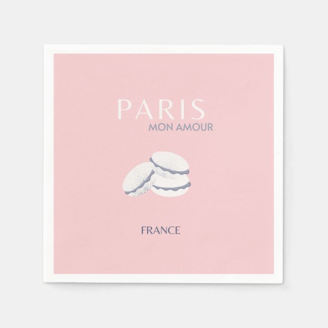 Guardanapo De Papel Pink Paris Viagem Art Pastel Preppy Macarons (Frente)