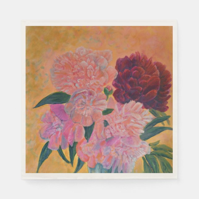 Guardanapo De Papel Pink Peony buquê Napkins (Frente)