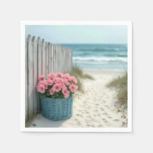 Guardanapo De Papel Pink Petunia Beach Basket