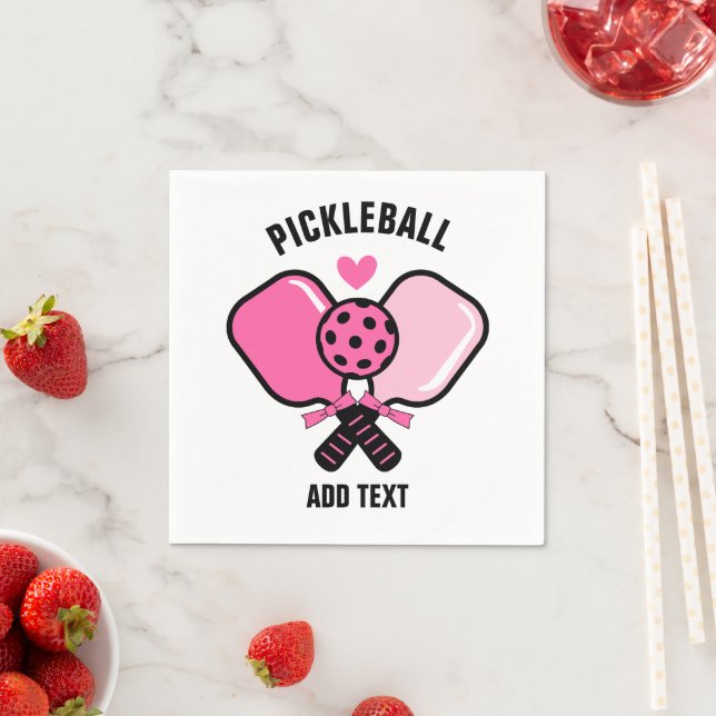 Guardanapo De Papel Pink Pickleball Paddle with Bow (Insitu)