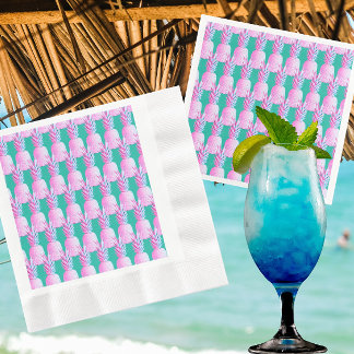 Guardanapo De Papel Pink Pineapples Caribbean Blue  