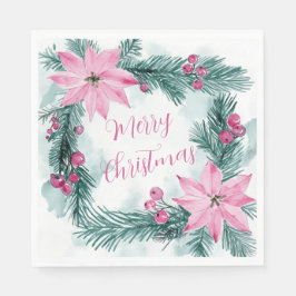 Guardanapo De Papel Pink Poinsettias Papel Floral de Natal Napkin
