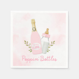 Guardanapo De Papel Pink Poppin Bottles Girl Baby Shower