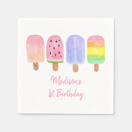 Guardanapo De Papel Pink Popsicle Birthday