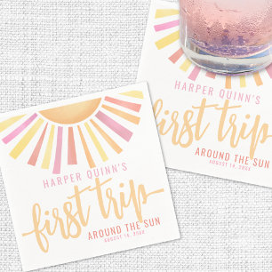 Guardanapo De Papel Pink Primeira Viagem ao redor do Sol 1º Aniversári