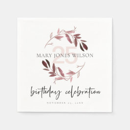 GUARDANAPO DE PAPEL PINK PURPULLE FOLIAGE WREATH QUALQUER ANIVERSÁRIO