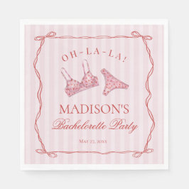 Guardanapo De Papel Pink & Red Heart Lingerie Bachelorette Panty Party