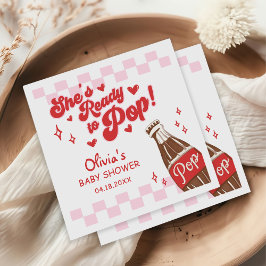 Guardanapo De Papel Pink Red She's Ready to Pop Baby Shower