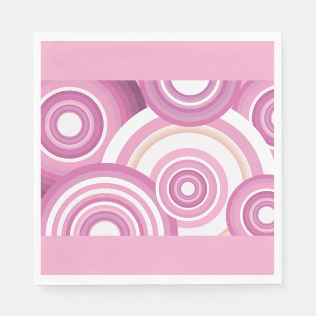 Guardanapo De Papel Pink Retro Circles Pattern (Frente)