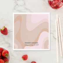 Pink Retro Wave Monograma Casamento Napkins