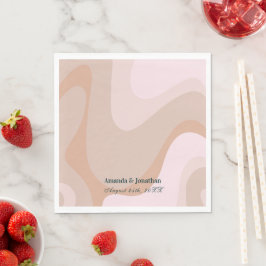 Guardanapo De Papel Pink Retro Wave Monograma Casamento Napkins