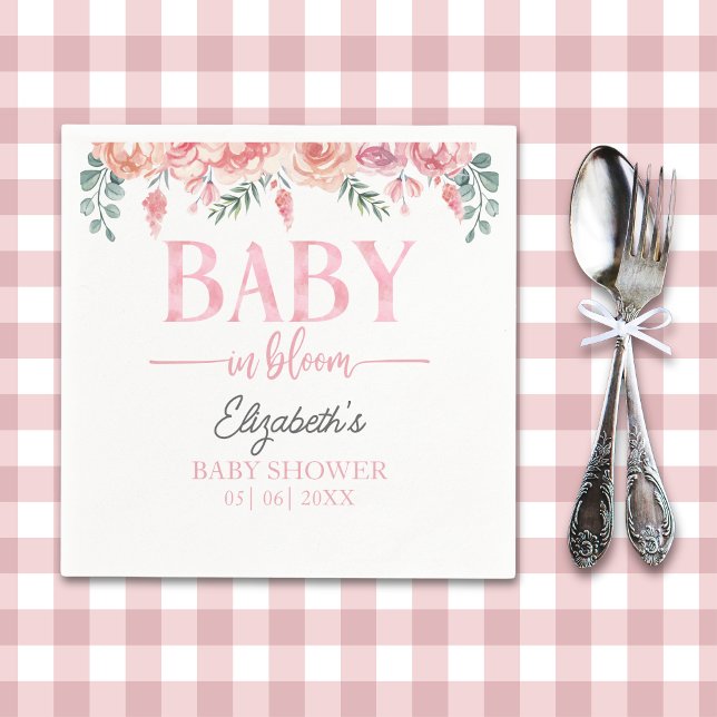 Guardanapo De Papel Pink Rose Baby Shower – Baby in Bloom (Criador carregado)