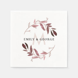 GUARDANAPO DE PAPEL PINK ROSE DOURADA FOLIAGE WREATH WEDING