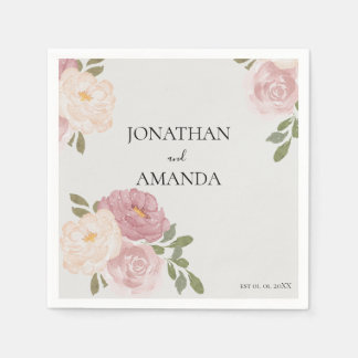 Guardanapo De Papel Pink Rose Wedding Cocktail